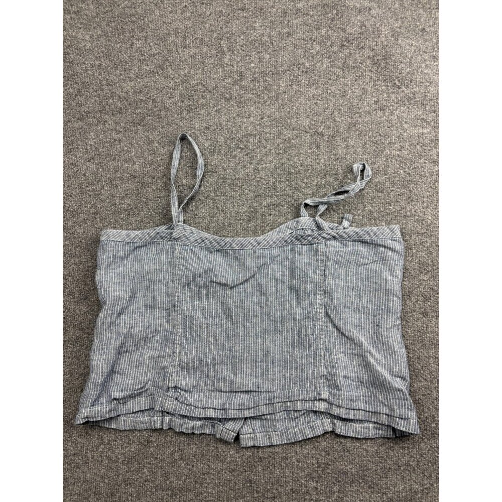 Everlane Shirt Womens 14 Blue White Striped Button Front Camisole Tank Top Crop - Picture 6 of 6